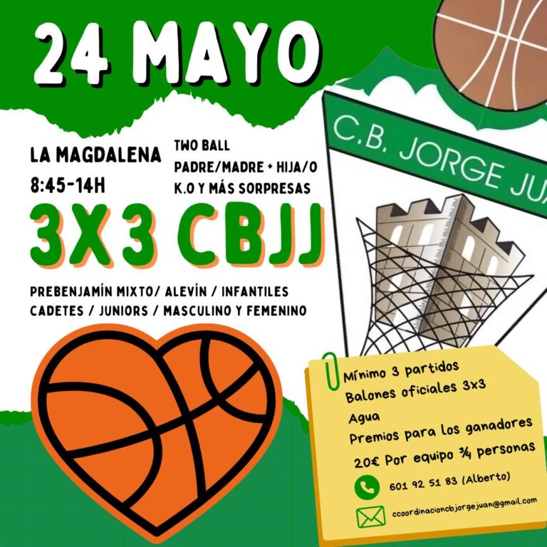 El Club Baloncesto Jorge Juan organiza un torneo 3×3 este sábado en La Magdalena